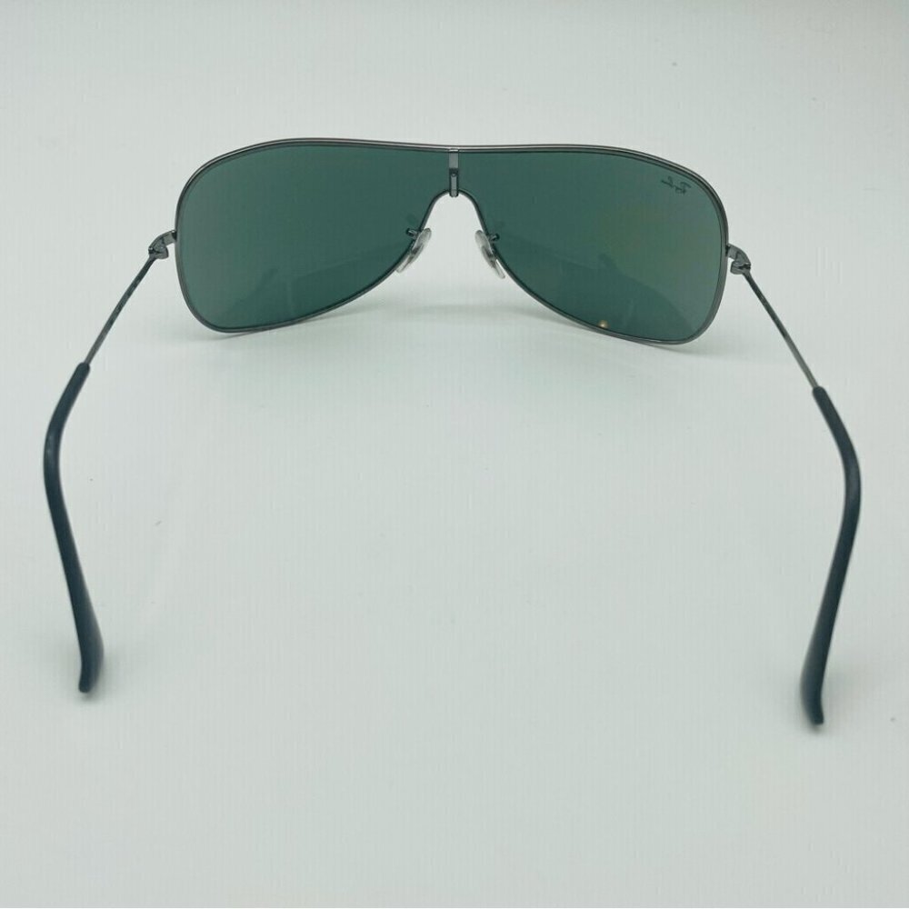 SOLD RAY-BAN RB3211 Sunglasses Shield Silver Gunmetal/Green Gray - Picture 6 of 11
